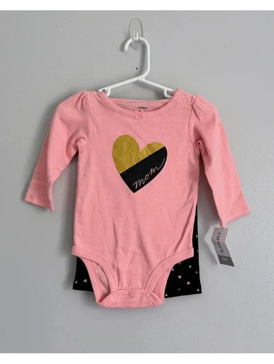 Carter’s Baby Girl Heart Bodysuit & Pants Set 9M NWT