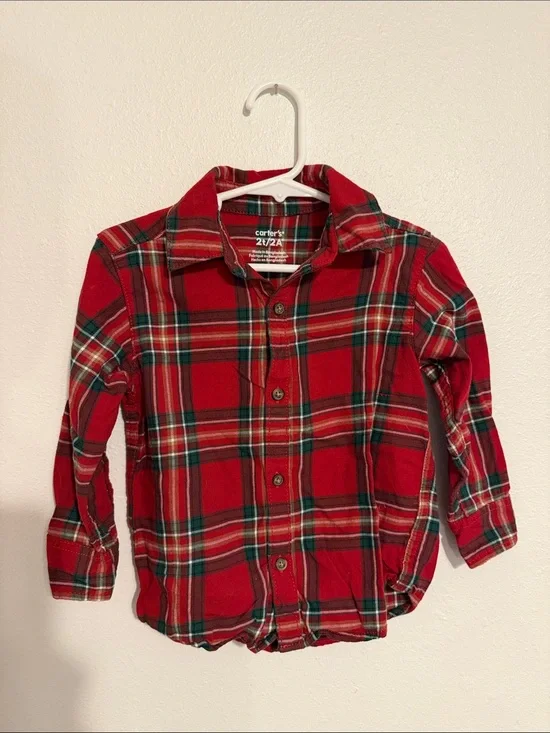 Carter's Red Green Plaid Button-Down Shirt