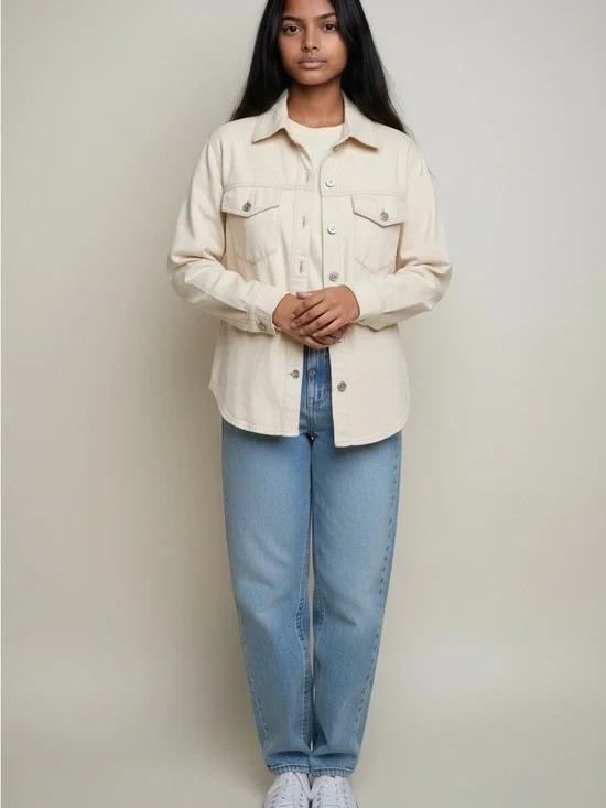 aerie Cream Button-Front Shacket