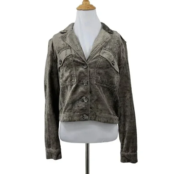 Cabi Jacket Womens S Small Metallic Ivy Sunday Topper Notch Velvet Button Pocket
