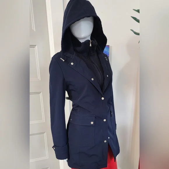 Ralph Lauren Navy Hooded Trench Coat