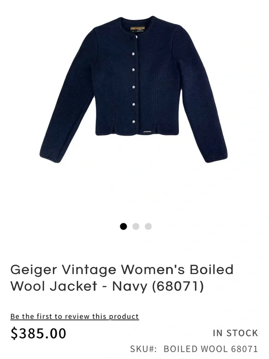 GEIGER Black 100% Pure Wool Cropped Preppy Style Jacket Sz 6