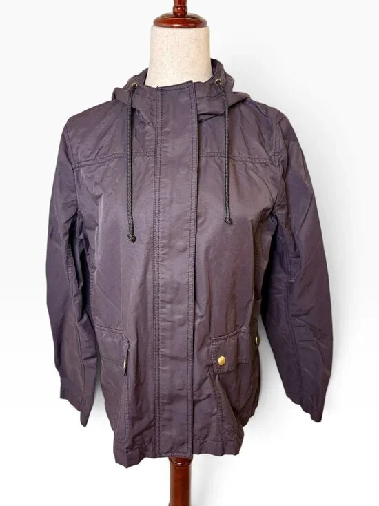J.Crew Mercantile Black Water Resistant Hooded Rain Jacket Medium