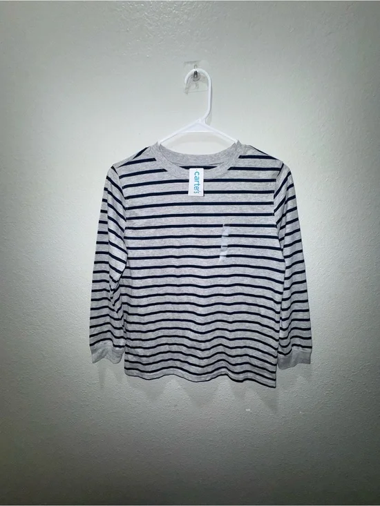 NWT Carter's Long-Sleeve Grey and Navy Striped Top