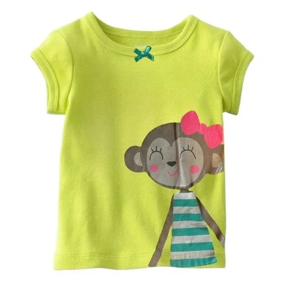 Bright Yellow Short Sleeve T-Shirt with Monkey