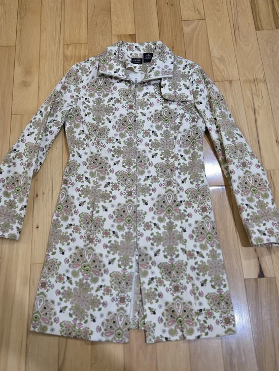 Vtg Nicole Miller Floral Paisley Trench Coat