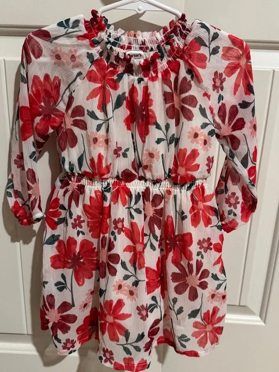 Carter's White Dress with Red Floral Print