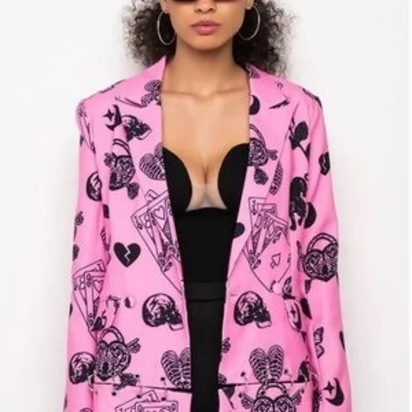 Vibrant Pink Graphic Women's Blazer