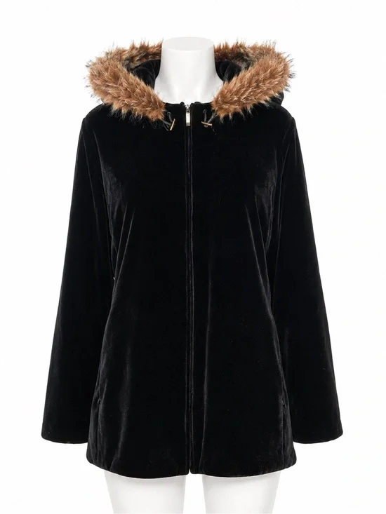 LAUREN RALPH LAUREN Silk Velvet Hooded Parka-sz XL