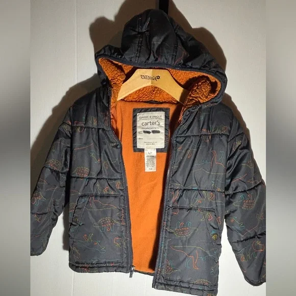 Carter's Kids Puffer Jacket - Gray with Orange Lining size large