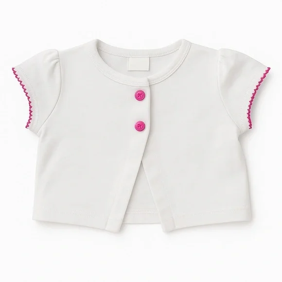 Child Of Mine White Short Sleeve Cardigan