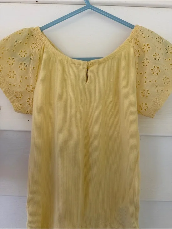 Carter's Pale Yellow Eyelet Sleeve Top