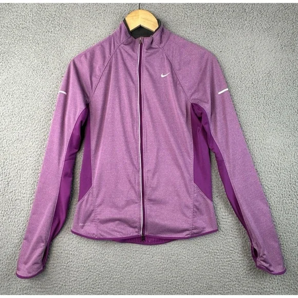 Nike Element Shield Womens Running Jacket M Purple Heathered Full Zip 444912-552