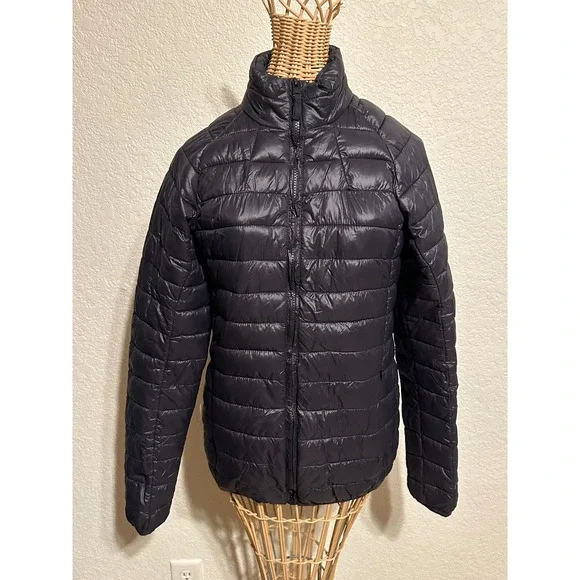 Jackson Hole Outerwear Women Navy Puffer Jacket Full Zip Quilted Coat Size M