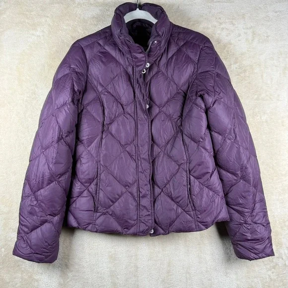 Eddie Bauer Womens EB700‎ Goose Down Quilted Puffer Jacket Purple Size Small