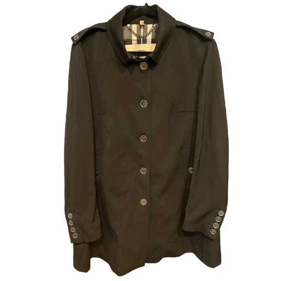 Burberry Women’s Button Up Jacket Made In‎ Italy Black Sz 14
