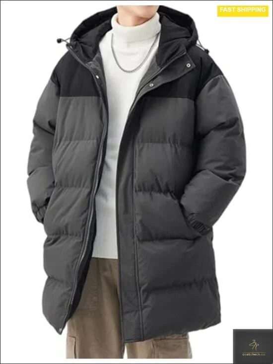 Unisex Mid-Length Quilted Puffer Jacket Windproof Warm Winter Parka Coat