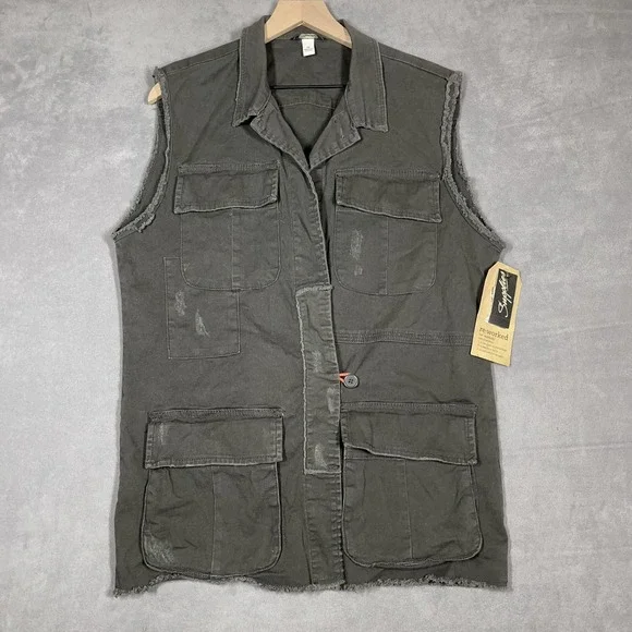 Supplies Reworked Utility Vest Men's M Gray Green‎ Cargo Military Style
