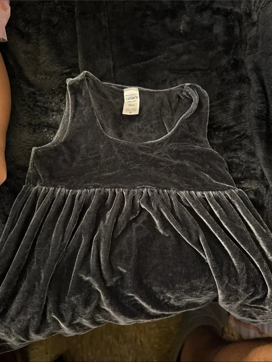 Carter's Velvet Sleeveless Peplum Dress - Charcoal