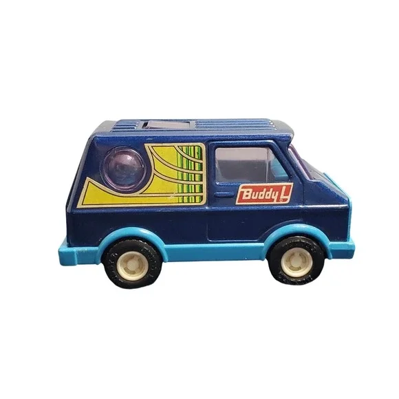 Vintage Buddy L Brute Blue Diecast Van‎ Japan Bubble Window Retro Toy