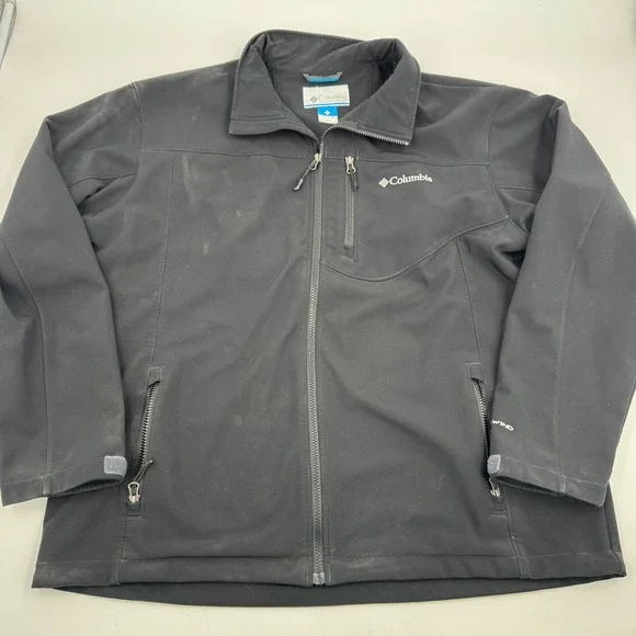 Columbia Mens XL Omni‎ Windbreaker Full Zip Softshell Jacket Black