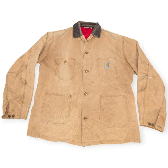 Carhartt Vintage Barn Coat Distressed Quilted Lined Corduroy Collar XXL Detroit