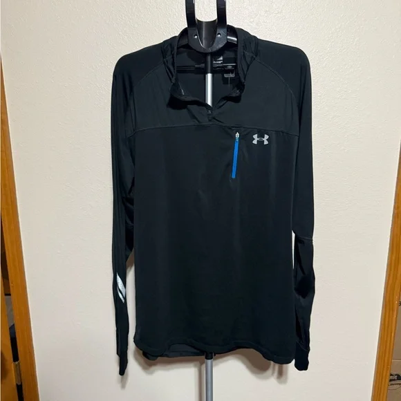 Under‎ Armour Black Pullover with Blue Zipper