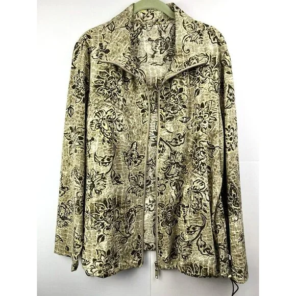 Chicos Zenergy Women Jacket Size XL Full‎ Zip Adjustable Lightweight Long Sleeve