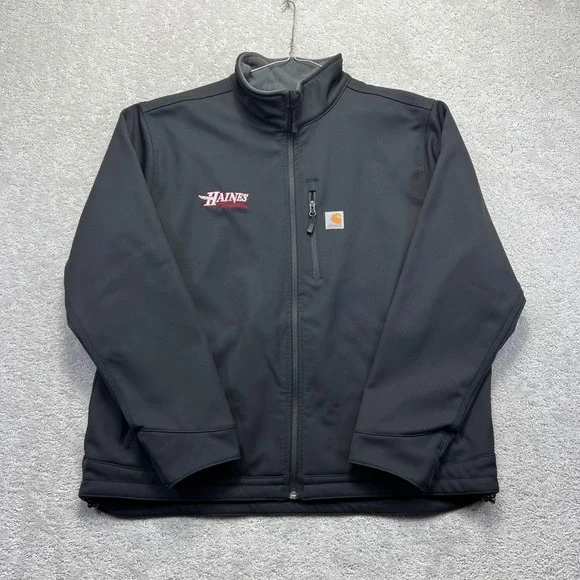 Carhartt Jacket Mens 2XL Black Crowley Soft-shell Fleece Lined Work Company Logo