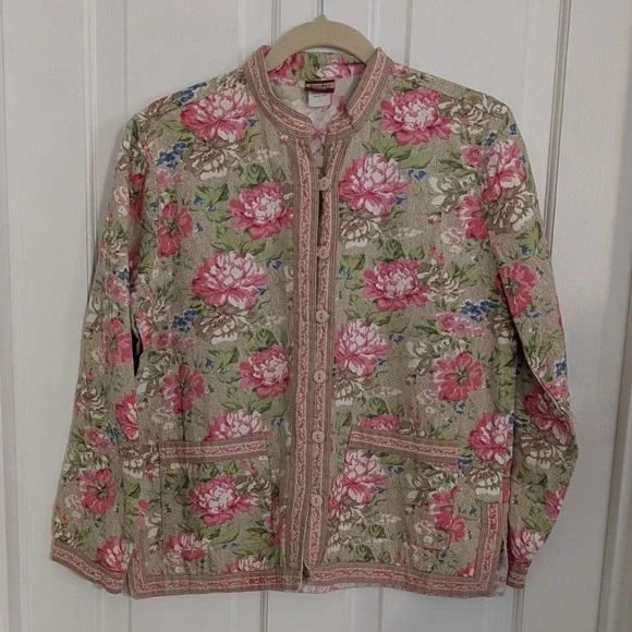VTG Tudor Court Haband‎ Womens Floral Shirt Cardigan MEDIUM Cottagecore Boho