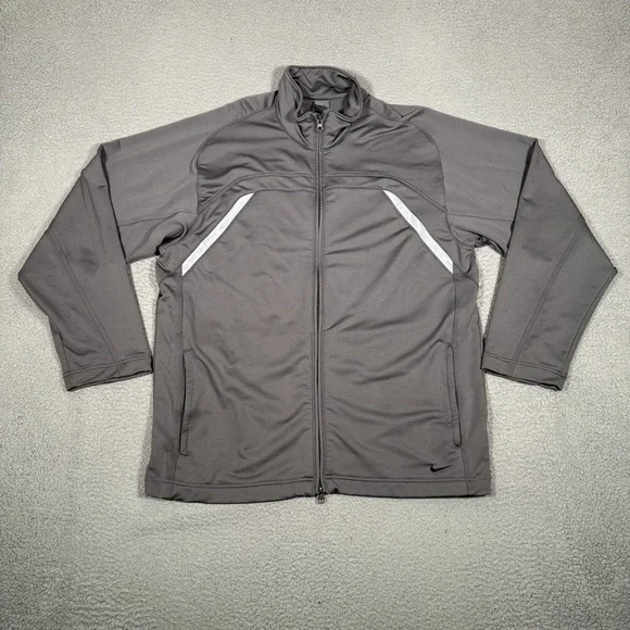 Nike Track Jacket Mens Large‎ Gray Hooptec Full Zip Basketball Pockets Warm Up