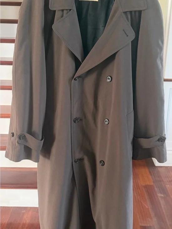 Evan Picone Men's 44R Double-Breasted Trench Coat - Brown