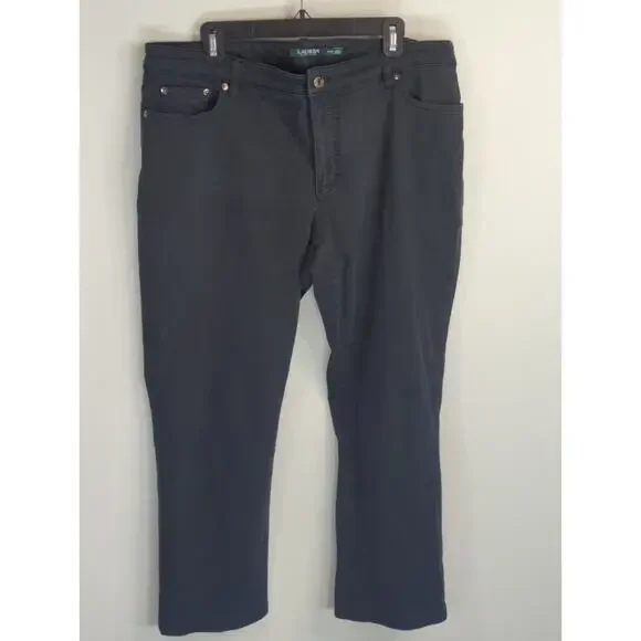 Lauren Ralph Lauren Black Tapered Down‎ Mid Rise Casual Slim Denim Womens 20W