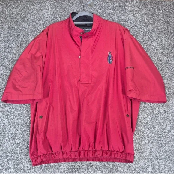 FootJoy DryJoys Wind Jacket Mens Large Red Short‎ Sleeve Golf Windbreaker