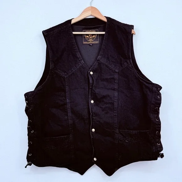 Milwaukee Performance Vest Mens 4XL Black Denim Side Lace Biker Concealed Carry