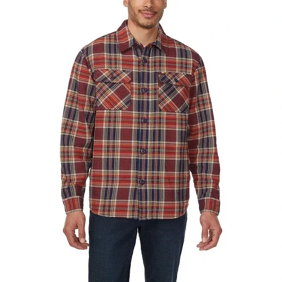 Buffalo David Bitton Mens Plaid Shirt Jacket Red Small Cotton Button Up NWT
