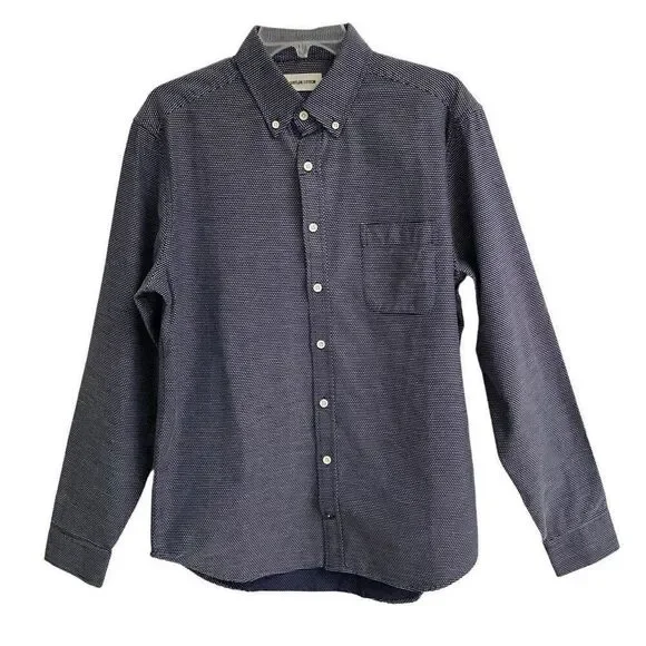 Taylor Stitch Jack in Reverse‎ Jacquard Button Down Shirt Navy Blue Men's XS & M