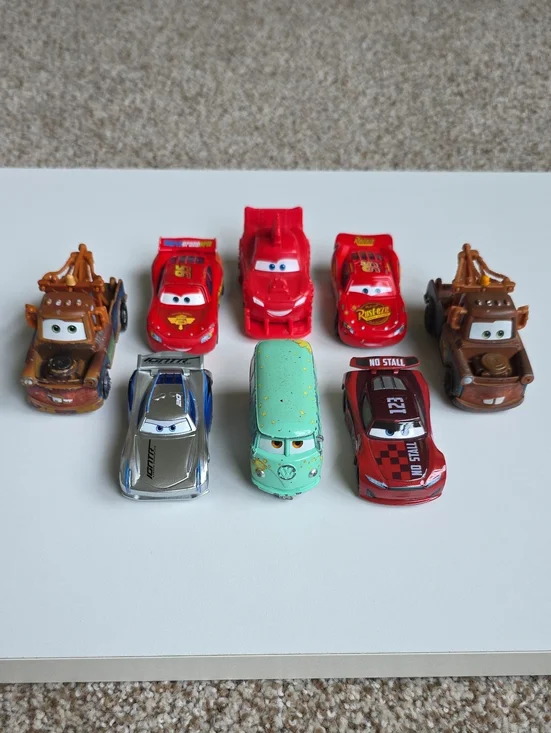 Disney Pixar Cars Lightning McQueen, Tow Mater, Fillmore, And Race Cars Lot Of 8