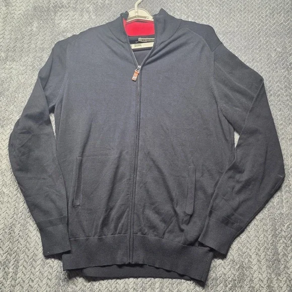 Ben‎ Sherman Men’s Track Jacket XL Mod Fit Full Zip Black Cotton ME10726 NEW