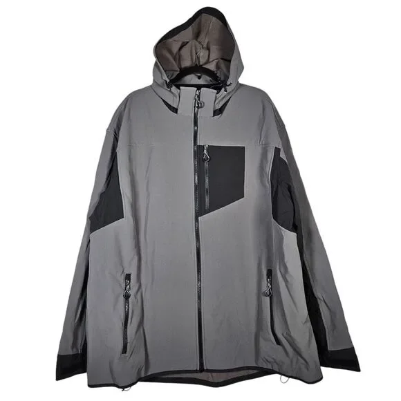 Duluth Trading Jacket Men 2XL Tall Grey Hills Windfront Hooded Fleece Lined Gorp