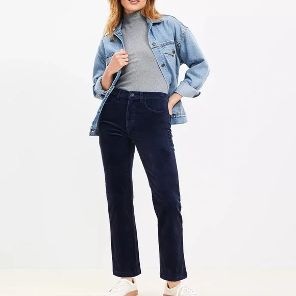 Loft NWOT Straight Corduroy Pants in Deep Space Blue Size 31 / 12