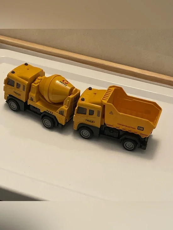 Yellow Construction Dump Truck & Mixer Toy Set cars trucks toys