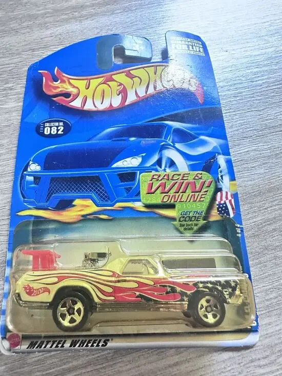 Hot Wheels 2002 '68 El Camino #82 White w/Red Flames Blue Stars New Hotwheel H53