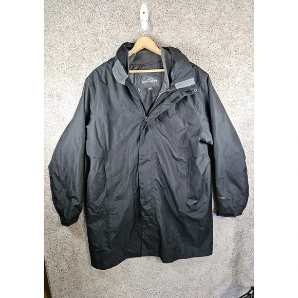 Eddie Bauer‎ Jacket Mens Black Insulated Weatheredge Mens XL Zip Removable Liner