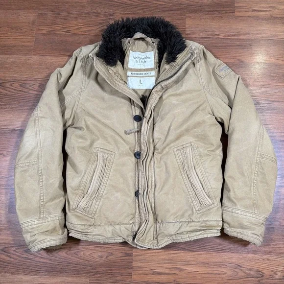 Vintage Abercrombie & Fitch Adirondack Jacket Men's Large Faux Fur Lined Y2K