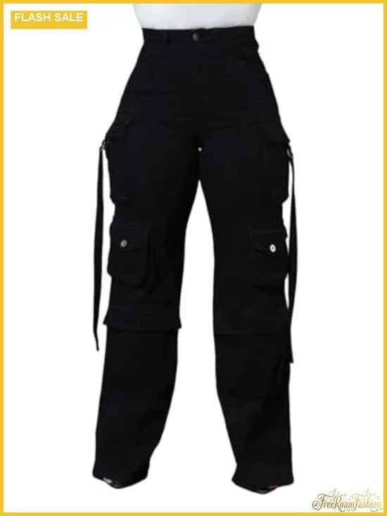 Women's Wide Leg Cargo Jeans High Waisted Baggy Stretchy Casual Denim Pants