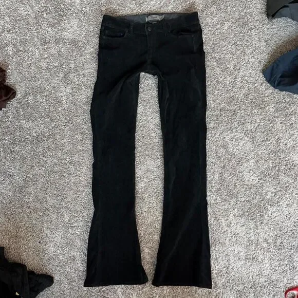 Paige “Low Low” Black Corduroy Low Rise Flare Jeans