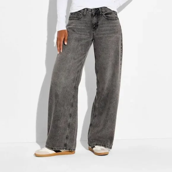 Women's Ultra Low-Rise Baggy Curvy Jeans - Wild Fable Dark Gray Wash 12