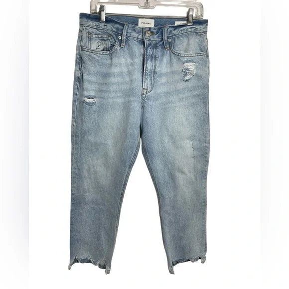 FRAME Jeans size‎ 29 Le Piper High Rise Light Wash Raw Hem Jeans 🩵🩵