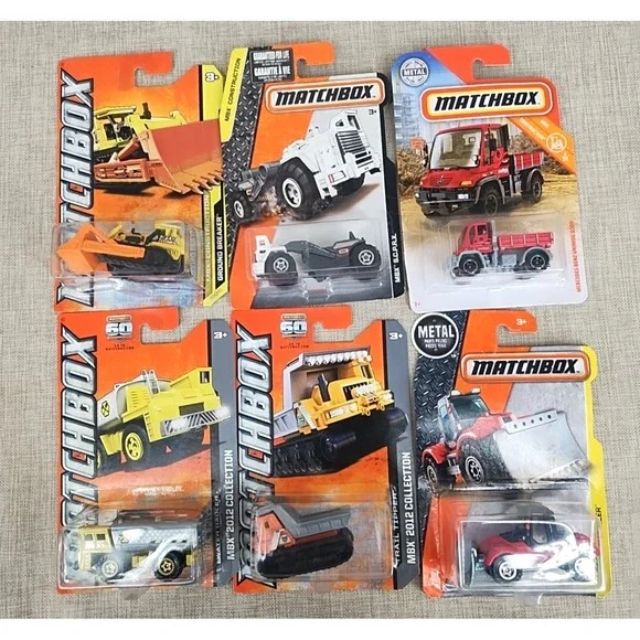 LOT OF 6 1:64 Matchbox MBX Construction 2012 Plowerizer Mercedes Trail Tipper